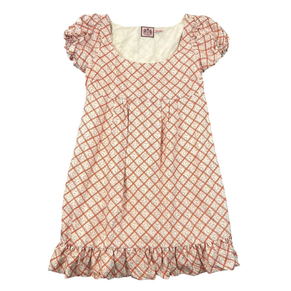 Vintage Y2K Juicy Couture Silk Babydoll Dress Womens 2 Empire Puff Sleeve